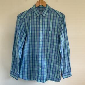 Vineyard Vines On-The-Go Performance Button Up Shirt Mens Sz S Blue Plaid brrr